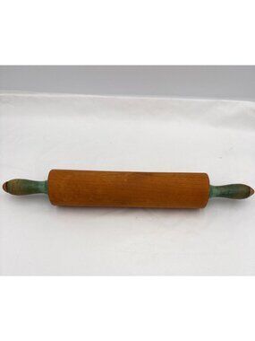Vintage Rolling Pin with Green Handles Country